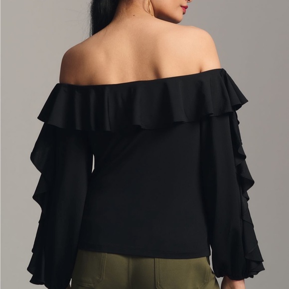 ✨ Anthropologie Off-the-Shoulder Ruffle Top Sz XS - Picture 4 of 5
